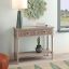 Josie Elegantly Carved Greige Wood & Metal 40'' Console Table with Storage