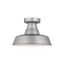 Weathered Pewter Classic Drum Outdoor Flush Mount Light