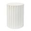 Coastal White Cement Drum-Shaped Fluted Side Table