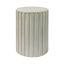 Coastal Cream Drum-Shaped Cement Side Table with Fluted Edges
