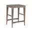 Coastal Warm Gray Woven Leather Backless Counter Stool, 24"