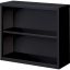 Adjustable Black Steel 2-Shelf Bookcase with Powder-Coat Finish
