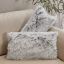 Gray Faux Fur Lumbar Pillow Set for Rustic Decor