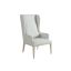 Sailcloth Finish Gray Upholstered Wingback Armchair with Kidney Pillow