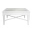 Modern Square Clear Glass Top Coffee Table with White Wood Base