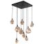 Matte Black Gem Cluster Pendant with Hand-Blown Glass Shades