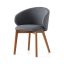 Tuka Barrel Walnut Black Polyester Upholstered Armchair