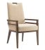 Cresting Waves Beige & Gold Upholstered Wood Arm Chair