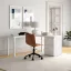 Executive White L-Shaped Desk with Filing Cabinet and Drawers