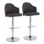 Charcoal Adjustable Swivel Bar Stools with Metal Base, Set of 2