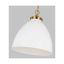 Matte White and Burnished Brass 13.5" Indoor/Outdoor Dome Pendant