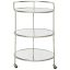 Dulcinea Transitional Silver Round Bar Cart with Mirrored Shelves
