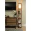 Rustic White LED Floor Lamp with Linen Shade and Storage Shelves