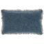 Navy Stonewash Fringed Cotton 14" x 24" Throw Pillow