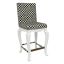 White Courtly Check Maple Wood Counter Stool with Brass Footrest