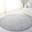 Handmade Tufted Floral Wool Round Rug - 7' Blue/Ivory