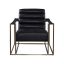 Contemporary Black Glove Leather Metal Frame Accent Chair