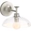 Brushed Nickel and Glass Midcentury Modern Sconce