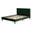 Regal Dark Green Velvet Queen Platform Bed with Upholstered Headboard