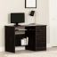 Farmhouse Style Rubbed Black Wood Computer Desk with Drawers