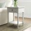 Tate Distressed White Wood Accent Table with Carved Details