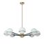 Sofia Modern 38" Matte Black & Aged Brass Chandelier with White Opal Glass