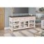 Cottage White Brown Rustic French 70'' Media Console with Storage