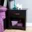 Sleek Pure Black Particleboard Nightstand with 1 Drawer