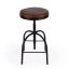 Clyde 25" Brown Leather Adjustable Bar Stool with Metal Frame