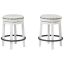 Transitional Beige Cushioned Swivel Barstool with Black Metal Footrest