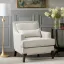 Cream and Dark Brown Wide Accent Chair with Pillow