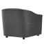 Charcoal Gray Velvet Channel Tufted Armchair with Wood Accents