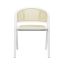 Contemporary Matte White Lacquer Wood & Cane Armchair