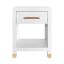 Modern Matte White Lacquer Round End Table with Storage