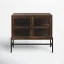 Arelius Medium Brown Wood with Black Metal Base Storage Cabinet