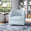 Sky Blue Transitional Swivel Barrel Accent Chair in Polyester