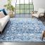 Light Blue Floral Synthetic Reversible 5' x 7' Rug