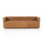Contemporary Brown Leather Tufted Sofa with Wood Accents, 88.5"