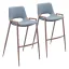 Gray Metal and Wood Contemporary Bar Stool Set