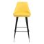 Yellow Velvet and Metal Counter Stool with Tapered Back