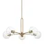 Satin Brass and Clear Glass Sputnik Chandelier