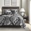 King Black Cotton Reversible Quilt Set with Decorative Pillows