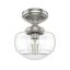 Saddle Creek Brushed Nickel 1-Light Mini Semi-Flush Mount with Clear Seeded Glass