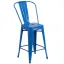 24" High Blue Steel Indoor-Outdoor Counter Stool with Removable Back