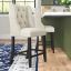 Beige Tufted Button Upholstered Counter Bar Stool Set of 2