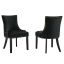 Marquis Hourglass Black Velvet Upholstered Side Chair with Wood Legs