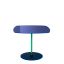 Thierry Blue Circular Tempered Glass & Steel Side Table