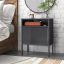 Gemma Contemporary Gray Metal Nightstand with USB Port