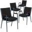 Hercules Series Black Dot Fabric Stacking Reception Chair with Arms