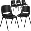 Black Ergonomic Metal Stacking School Chairs, Set of 5